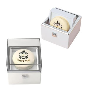 Mini Cake Bear Flip Ring Box Light Candles Spinning Automatic Rotating Design Birthday Proposal Gift