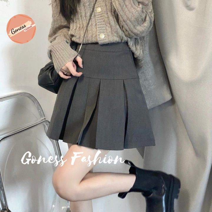 Chân váy xếp ly to màu xám phong cách Hàn Quốc M0149 | Shopee Việt Nam