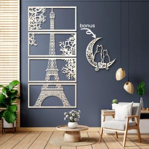 Pajangan Dinding Kayu Untuk Dekorasi Ruang Tamu Kamar Tidur Aesthetic Motif EIFFEL TOWER