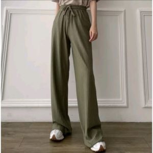 Celana Kulot Knit Daily Wanita Highwaist Cullote Loose Pants Tebal 1800