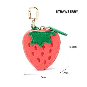 Fruit Coin Purse Keychain PU Leather Zipper Wallet Bag Charm Cute Mini Coin Pouch Key Ring Fruit Shape Coin Bag Wallet for Women