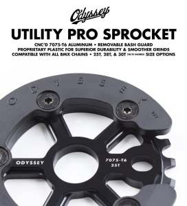 ใบจานจักรยาน BMX แบบมีการ์ดป้องกัน Odyssey Utility Pro Guard Sprocket Black 25T