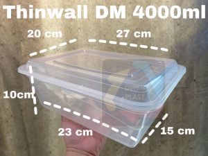 THINWALL JUMBO/KOTAK MAKAN PLASTIK JUMBO MEREK DM UKURAN 4000 ML ISI 10 SET