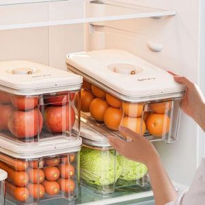 GAOSU Nhựa Hộp đựng chân không thực phẩm Trong suốt Niêm phong Hộp đựng thực phẩm Thiết thực Có Nắp Hộp giữ tươi tủ lạnh Dành cho gia đình