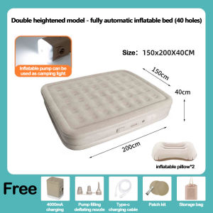[ READY STOCK ] Single Double Automatic Inflatable Mattress 40CM Built-in Air Pump Outdoor Camping Free Pillow PVC Sleeping Mat Bed