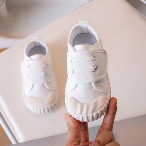 Childrens Casual Shoes Canva Soft Sole Low Top Spring Autumn Magic Patched White Shoes Boys Girls Walking2026