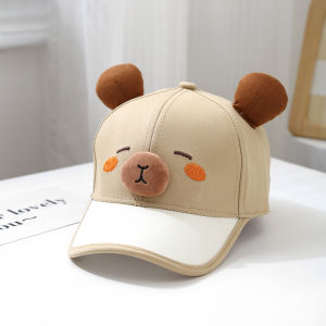 SEETE Breathable Capybara Peaked Cap Cotton Adjustable Baby Sunscreen Hat Fashion Thin Children Baseball Hat For Babies Aged 2-5