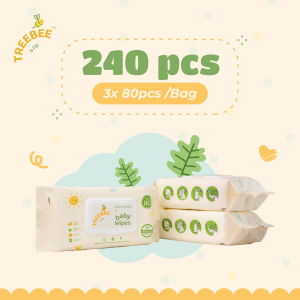 Treebee & Co Premium Natural Baby Wet Wipes – Value Bundle Safe for Sensitive Skin (80 Pcs x 3 Packs)