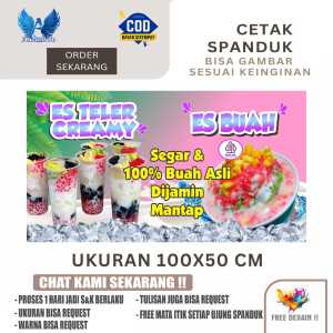 Cetak Spanduk Banner ES TELER & ES BUAH Costom Desain
