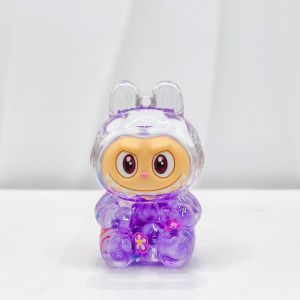 Q04721 Luminous Labubu Mini Ornaments POP MART 5.3 Cm Quicksand Bottle Decoration  Liquid Glitter Toy Desktop Figurines
