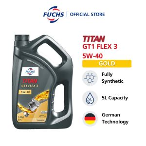 Titan GT1 Flex 3 5W40 SAE Fully Synthetic Engine Oil 5L XTL Technology Car Oil - Gold