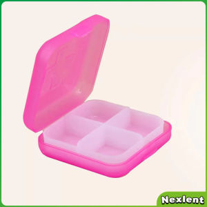 Nexlent 4 Slot Medicine Box Mini Storage Box Colourful Family First Aid Drug Box Organiser