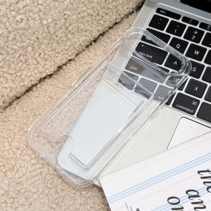 Simple Wallet Card Slot Holder Phone Case for iPhone 17 Air 16 16E 15 14 13 12 11 XS XR Pro Max Acrylic Clear Shockproof Cover