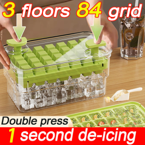 Safe and non-toxic 84 grid Ice Tray Ice Cube Molder Ice Mold Plastic Tray Ice Making Box Molds With Cover Grids Silicone Square Mold Square Ice Cube Tray Mold DIY Bar Pub Wine Ice Blocks Maker Gadgets DIY Icecream Tools Whiskey Ice Tray Mold Popsicle
