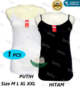 BAYIe - 1 PCS Singlet / Tanktop / Kaos Dalam Wanita Remaja Tali Kecil Bahan Katun Warna PUTIH/HITAM Size M L XL XXL