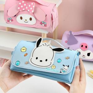 Christmas Gift Halloween Sanrio Kawaii Pencil Case Hello Kitty Cartoon High Capacity Multi-Layer Pencil Case Kuromi Cartoon Stationery Storage Bag Kit