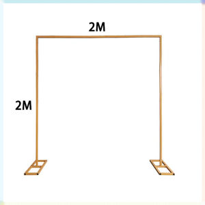 2×2M Square Golden Arches Adjustable Backdrop Stand Metal Wedding Arch Stand Frame Ceremony Birthday Party Backdrop