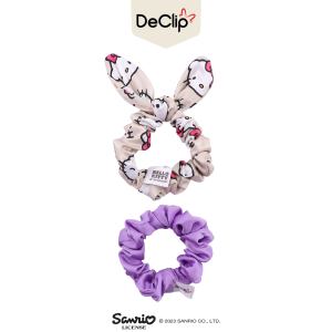 DeClip X Sanrio Scrunchie Satin Kelinci Set Motif Hello Kitty
