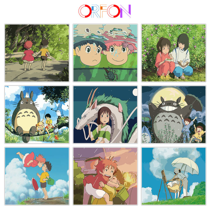 [ORFON] Tranh Tô Màu Theo Số 40*50 Khung Tự Làm Hayao Miyazaki Bộ Sưu ...