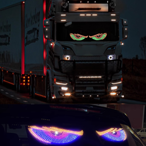 ไฟกระจกหน้ารถ สติ๊กเกอร์ติดรถเท่ๆ จอแสดงผล LED กระพริบ สติ๊กเกอร์เรืองแสงรูปดวงตาปีศาจสามมิติแบบกันน้ำ สติ๊กเกอร์ตกแต่งไฟหน้ารถจักรยานยนต์  สติ๊กเกอร์ตกแต่งรถจักรยานยนต์ไฟฟ้าป้องกันการชนในเวลากลางคืน