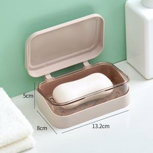 Plastic Soap Holder Portable Travel Soap Container with Removable Drainers Leakproof Soap Box Soap Case Soap Dish with Cover for Bathroom Shower Home Outdoor Camping Travel