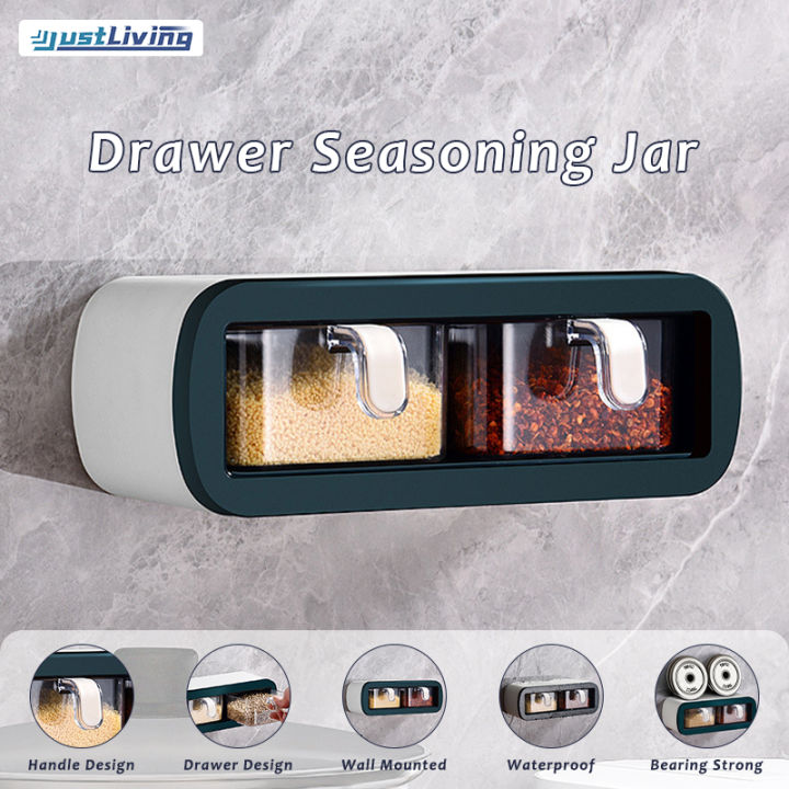 JustLiving 1PC High Quality Punch-free Wall Mount Spice Storage