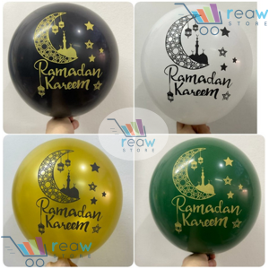 Per Pack Balon Latex Karet Motif Ramadhan Kareem Idul Fitri Lebaran