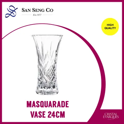 San Seng Cristal D’Arques Masquarade Vase 24CM Elegant Glass Flower Plant Vase Container Pot Home Living Room Decoration