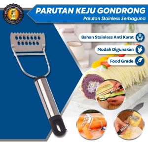 SN  Parutan Stainless Serbaguna Parutan Keju Gondrong – 2 in 1 Pengupas Kulit Buah Parutan Sayur Panjang Wortel Timun Parutan Keju Panjang Rapunzel Rumbai