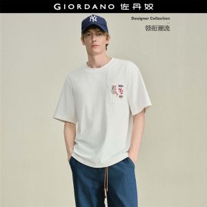 Giordano Men Tom & Jerry print pocket short sleeve cotton tee Free Shipping 18026810