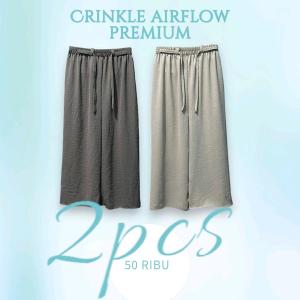 Paket 2 Pcs Kulot Wanita Crinkle Airflow Premium Celana Kulot Crinkle Airflow Terbaru Kekinian Viral paket 2 pcs Pusat Kekinian Store