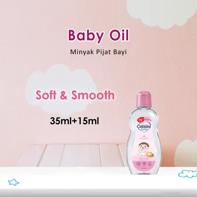 Cussons Baby Oil Soft & Smooth 35ml Extra 15ml - Minyak Pijat Bayi Perawatan Kulit Lembut Bayi
