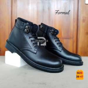 Sepatu PDH Formal Pria Dinas Kantoran Ankle Boot Polisi Satpam ASN Hitam Dop