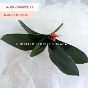 SFS - [3-7 LEMBAR] DAUN ANGGREK LATEX PREMIUM REAL TOUCH LEBAR ORCHID LEAF ARTIFICIAL FLOWER BUNGA PALSU IMITASI PAJANGAN BUNGA VAS RUANG TAMU