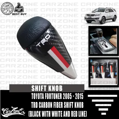 Toyota Fortuner 2005 - 2015 TRD Carbon Fiber Shift Knob (Black with White and Red Line)