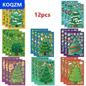 [COD] KOQZM 12 24 miếng dán câu đố đồ chơi Miếng dán làm mặt cây giáng sinh miếng dán văn phòng phẩm chống thấm nước Thủ công mỹ nghệ tự làm