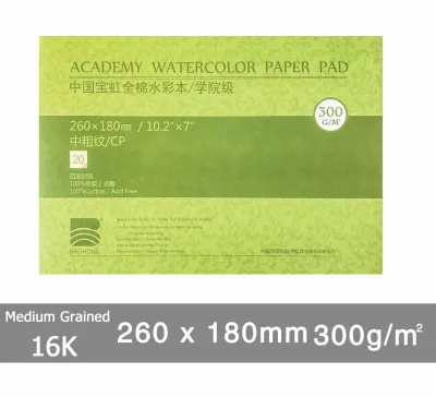 BaoHong 100% Cotton Watercolor Paper Sealing Pad Watercolour Paper 32K 16K 20Sheets 300GSM Painting Book For Artist Painting Supplies