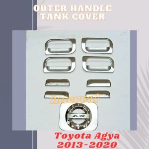 Paket Cover Handle Outer Pintu Tank Cover Tutup Bensin Mobil Agya 2013 Chrome
