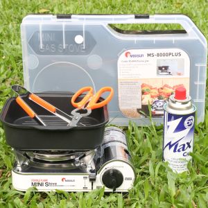 Bộ Bếp Ga Du Lịch Maxsun MS-8000 PLUS - Công Suất 2200W | Chảo Nướng Kéo Kẹp Gắp | Hàng Chính Hãng | Bảo Hành 12 Tháng