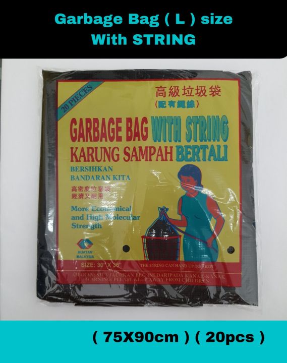 THS High Quality Garbage Bag With String / Plastik Sampah Bertali ( L ) Size (20pcs ) 30