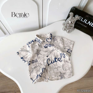 Áo sơ mi cộc tay cho bé trai họa tiết in tràn phong cách hàn quốc size 9 đến 25kg BERNIE P1124A50