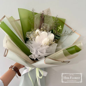 HER.FLORIST [TULIP] 5PCS Soap Flower Bouquet / Buket Bunga Sabun Tulip / Buket Artificial / Buket Graduasi