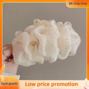 ✨QK shop✨ Sweet Mesh Tulle Big Bow Hair Claw Clips For Women Elegant Bowknot Ponytail Clip Headdress Accessories Double Sided Shark Clip