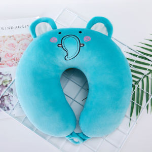 U-shaped pillow cartoon embroidery travel neck pillow cervical spine protective Memory Foam Head Support Pillow Cushion Office Massage Cushion Memory Foam U  Pad