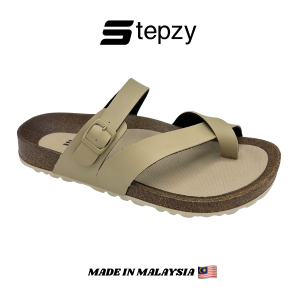 STEPZY Men Sandal Cross-Strap | Kasut Lelaki | 拖鞋男 M25-801 (Beige Black)