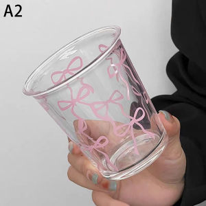 [tianjunmaoyi] Cốc thủy tinh dễ thương cốc nước hoạt hình cốc thủy tinh sọc dễ thương Doodle cốc cà phê hộ gia đình Trà trái cây nước chanh cô gái Quà Tặng