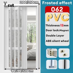 REAIM PVC Folding Door Accordion Sliding Door Waterproof Space Saving Bathroom Kitchen Room Divider Partition Door 80/90/120x200cm