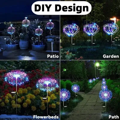 360LEDs Solar Firework Light Outdoor Waterproof Christmas Lawn Fairy Lights 8 Lighting Modes Garden Gathering Festival Decoration Light