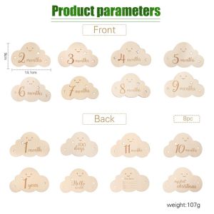 Baby Milestone Bayi Kayu Wooden Milestones Card Properti Foto Bayi Photo Props