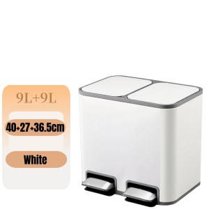 20L + 20L Double trash can with lid trash can and recycling bin combination for kitchen hands-free stainless steel trash can with 2 compartments hinged lid odor filter